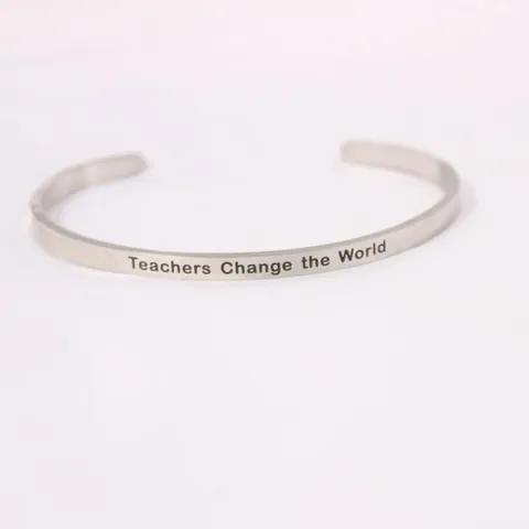 Minimalist Stainless Steel Engraved Cuff Bracelet For Women Men Inspirational Mantra Quote Open Bangle Unique Jewelry Gift