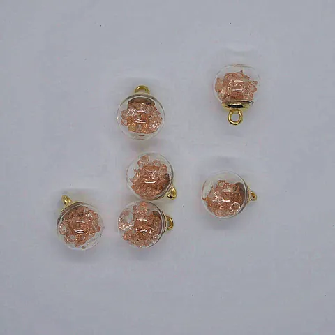 Round Transparent Glass Ball Pendants With Colored Rhinestone Alloy DIY Jewelry Making Accessories For Earrings Necklaces