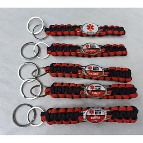 Paracord Medical Alert Keychain For Type 2 Type 1 Diabetic Epilepsy Patients Emergency Identification Key Ring Holder