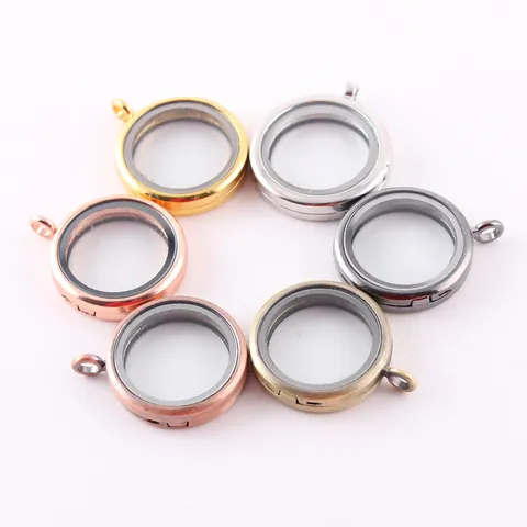 Ciondolo Medaglione Rotondo da 30mm DIY Apribile in Lega e Vetro per Creazione Collane Donna Gioielli di Moda Accessorio Artigianale