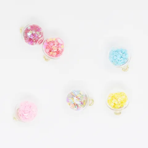 16mm Colorful Star Glass Ball Pendants For DIY Earring Jewelry Making Accessories Alloy Cap Star Pattern Round Charms