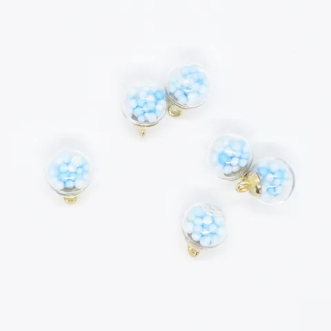 Transparent Round Glass Ball Pendant With Colorful Foam Beads Alloy Loop For DIY Jewelry Making Findings Hair Accessories Pendants