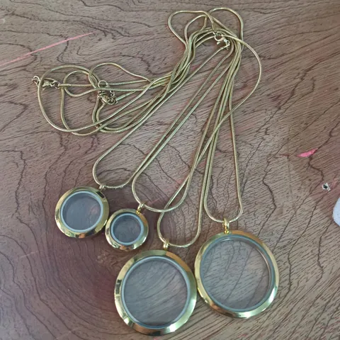 Stainless Steel Glass Floating Locket Pendant Necklace Gau Box For Women Men Round Memorial Photo Jewelry With Snake Chain