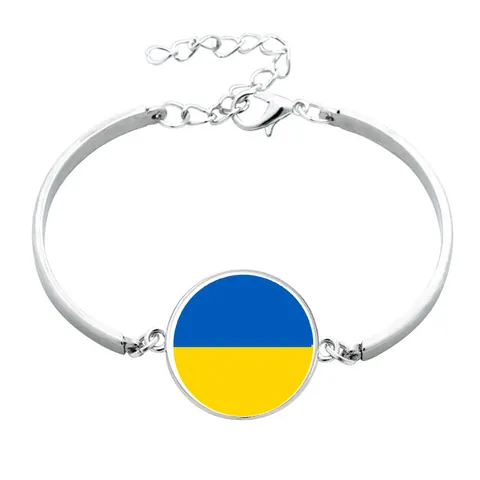 Mode Legierung Versilbert Ukraine Flagge Zeit Juwel Anhänger Armband Für Damen Herren Verstellbare Kette Schmuck Geschenk