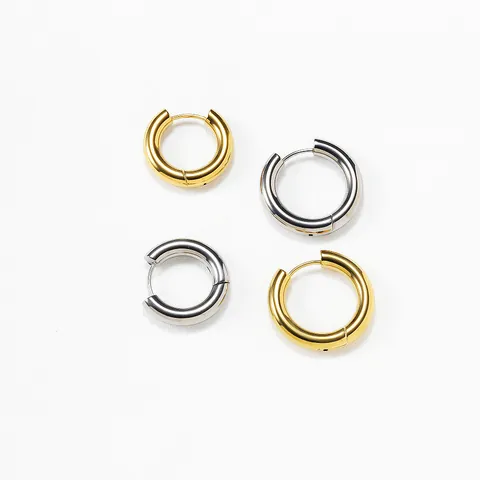 Westlich Minimalistisch F136 Titanlegierung Hoop Ohrringe Hochglanzpoliert Dick Rund Kreis Piercing Schmuck Für Damen Zubehör