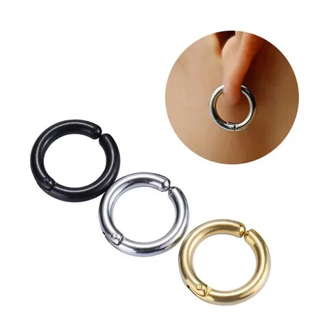 Minimalistische Edelstahl Creolen Ohrclips Ohne Loch Fake Ohrringe Für Damen Herren Punk Gothic Geometrischer Kreis Ohrschmuck Geschenk