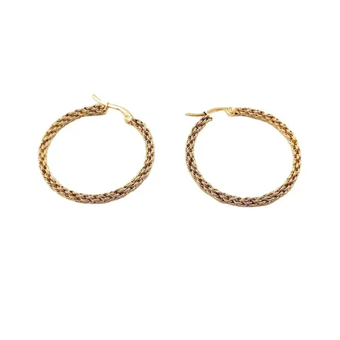 Mode Edelstahl Verdrehte Creolen Für Damen Vergoldet Vintage Spiral Textur Runde Ohrringe Minimalistischer Schmuck