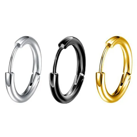 Medical Grade 316L Titanium Steel Hoop Earrings For Women Hypoallergenic Surgical Stainless Steel Plain Circle Earrings Minimalist Piercing Jewelry