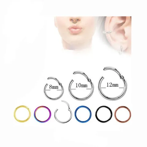 316 Stainless Steel Seamless Hinged Clicker Segment Ring For Nose Ear Lip Piercing Hoop Fashion Unisex Body Jewelry