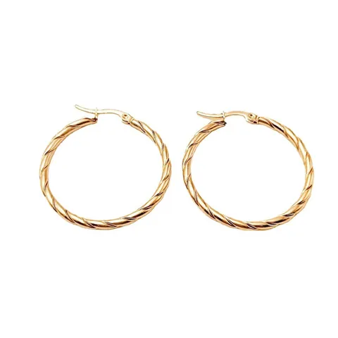 Mode Edelstahl Verdrehte Creolen Für Damen Vergoldet Vintage Spiral Textur Runde Ohrringe Minimalistischer Schmuck