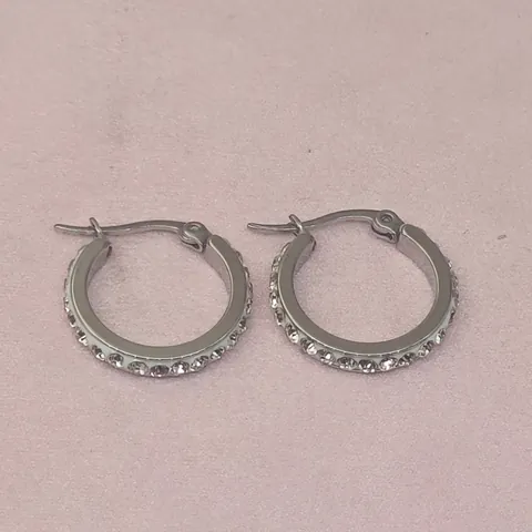 Mode Edelstahl Strass Creolen Für Damen Minimalistische Mikro-Pave Runde Kleine Ohrstecker Gold Silber Schmuck