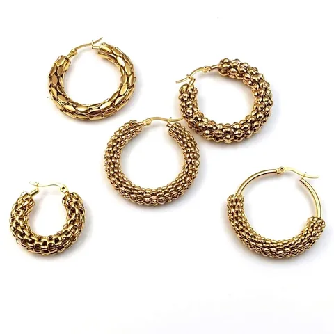 Europäische Persönlichkeit Mode Edelstahl Creolen Vergoldet Übertriebene Hohle Gewebte Geometrische Schmuck Für Damen