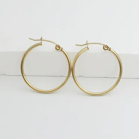 Edelstahl Minimalistische Creolen Für Damen 1.5mm Durchmesser 18K Vergoldet Geometrische Runde Kreis Ohrringe Schmuck Geschenk