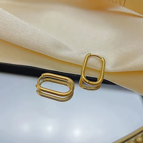 Minimalistische Edelstahl Oval Creolen Geometrische Mode Gold Silber Huggie Ohrringe Für Frauen Täglich Schmuck Geschenk