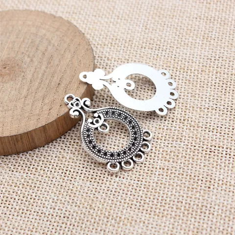 Connettori per Orecchini Rotondi in Lega d'Argento Antico Vintage per Creazione Gioielli Fai-da-te Componenti per Orecchini