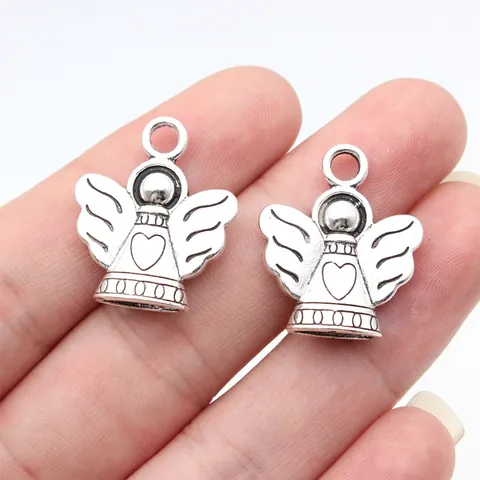 Angel Heart Pendant Charm Antique Silver Alloy For DIY Jewelry Making Vintage Wings Design Handcrafted Accessory Pendant Only