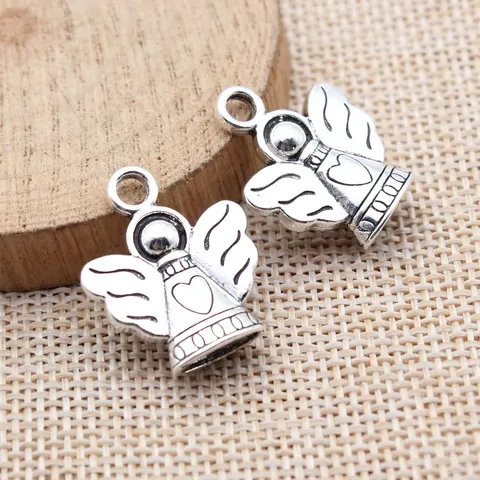 Angel Heart Pendant Charm Antique Silver Alloy For DIY Jewelry Making Vintage Wings Design Handcrafted Accessory Pendant Only