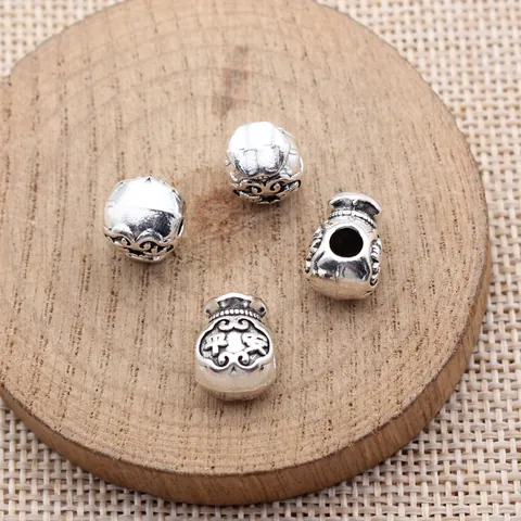Vintage Zinklegierung Chinesischer Stil Glückstasche Großlochperlen Antik-Silber DIY Schmuckherstellung Charms Anhänger Zubehör