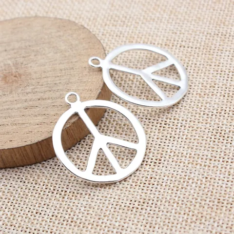 Vintage Antique Silver Zinc Alloy Round Peace Symbol Charm Pendant For DIY Jewelry Making Necklace Bracelet Accessory