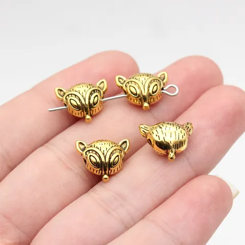 Antique Alloy Fox Head Beads For DIY Jewelry Making Vintage Animal Spacer Beads Accessories Small Hole Beads For Bracelet Necklace Handcrafted Supplies