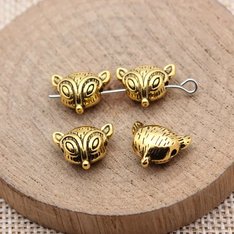 Antique Alloy Fox Head Beads For DIY Jewelry Making Vintage Animal Spacer Beads Accessories Small Hole Beads For Bracelet Necklace Handcrafted Supplies