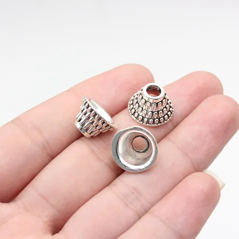 Perles de Calotte de Gland en Cône en Alliage de Zinc Vintage Texture Granulée Relief pour Fabrication de Bijoux DIY