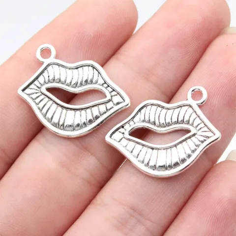 Antiek Zilveren Lippen Hangers Zinklegering Mond Charms Voor DIY Sieraden Maken Vintage Hangers Accessoires Voor Ketting Armband