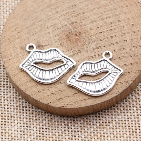 Antiek Zilveren Lippen Hangers Zinklegering Mond Charms Voor DIY Sieraden Maken Vintage Hangers Accessoires Voor Ketting Armband