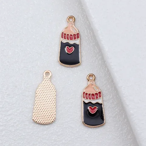 Breloques en Alliage Émail Biberon Bouteille à Vœux Motif Cœur Accessoires de Création de Bijoux DIY pour Bracelet Collier Artisanat