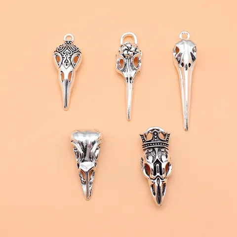 Antique Silver Skull Bird Beak Pendants Gothic Style Alloy Charms For DIY Jewelry Making Necklaces Accessories Vintage Pendants