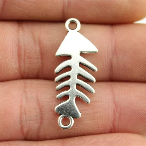 Vintage Metal Fish Bone Connector Charms Antique Bronze Silver Alloy Fish Skeleton Pendants For Necklace Bracelet Jewelry DIY