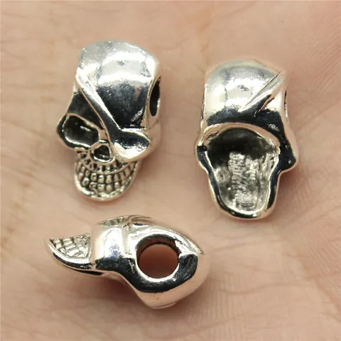 Bronze Antique Pirate Crâne Perles à Gros Trous Alliage Rétro Gothique Breloques Pour DIY Bracelet Collier Fabrication de Bijoux
