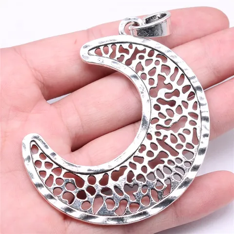 Vintage Antiksilber Legierung Hohl Mond Anhänger Ohne Kette Große Sichelmond Charms Für DIY Schmuckherstellung Halsketten