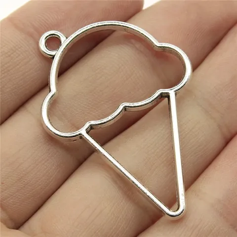 Vintage Alloy Ice Cream Shape Open Bezel Pendants For DIY Resin Jewelry Making Findings Handcrafted Pendant Accessories