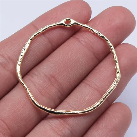 Vintage Zinc Alloy Geometric Hammered Ring Pendant DIY Jewelry Making Material For Earrings Necklace Women Accessory