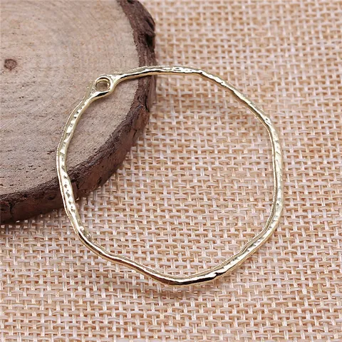 Vintage Zinc Alloy Geometric Hammered Ring Pendant DIY Jewelry Making Material For Earrings Necklace Women Accessory