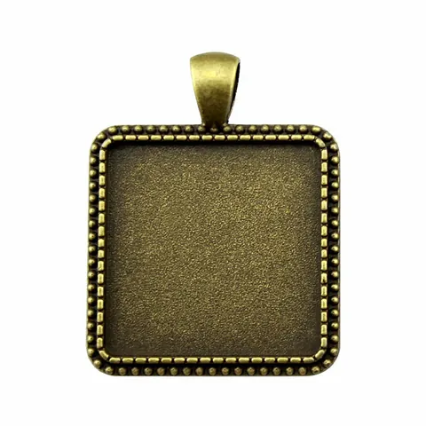 25mm Τετράγωνη Βάση Μενταγιόν Cabochon από Κράμα Ψευδαργύρου με Περιθώριο Χάντρας για Χειροποίητα Κοσμήματα Αντίκ Ασημί
