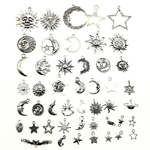 Antiksilber Zinklegierung Sonne Mond Stern Himmlische Charms Für DIY Schmuckherstellung Anhänger Halskette Armband Bastelzubehör