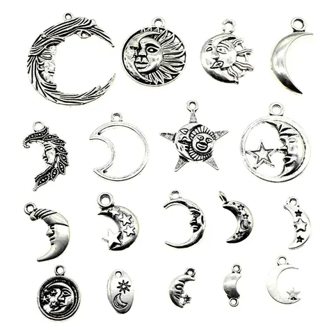 Antiksilber Zinklegierung Sonne Mond Stern Himmlische Charms Für DIY Schmuckherstellung Anhänger Halskette Armband Bastelzubehör