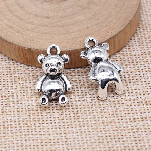 Antique Silver Alloy Bear Pendant Small Teddy Bear Charms For DIY Jewelry Making Necklaces Bracelets Accessories Vintage Decor