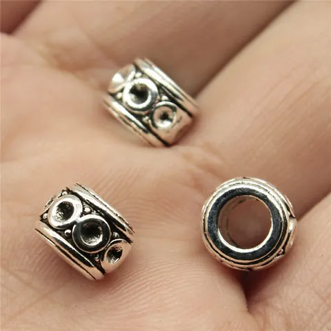 Alloy Groot Gat Afstandhouders Antiek Brons Zilver Goud DIY Sieraden Maken Accessoires Ronde Getextureerde Bedels Voor Armband Ketting Knutselen