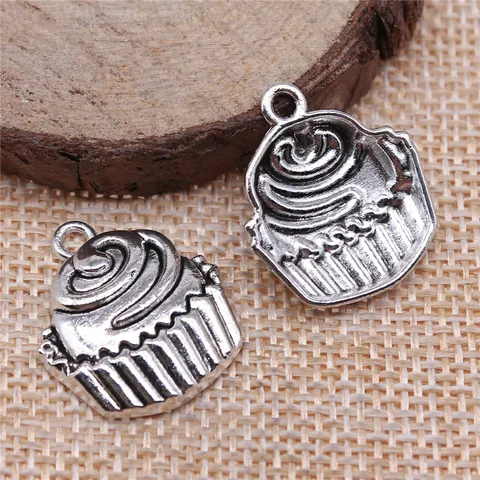 Antique Alloy Cupcake Charms Cake Shape Pendant For DIY Jewelry Making Vintage Style Handmade Bracelet Necklace Pendants Accessory