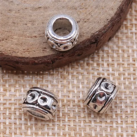 Alloy Groot Gat Afstandhouders Antiek Brons Zilver Goud DIY Sieraden Maken Accessoires Ronde Getextureerde Bedels Voor Armband Ketting Knutselen