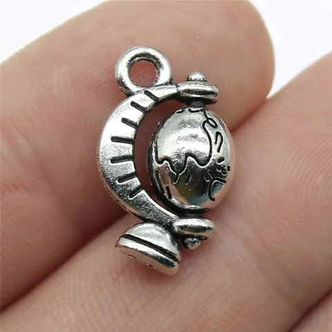Antique Silver Alloy Globe Pendant Retro World Map Earth Charms For DIY Jewelry Making Necklaces Bracelets Accessories
