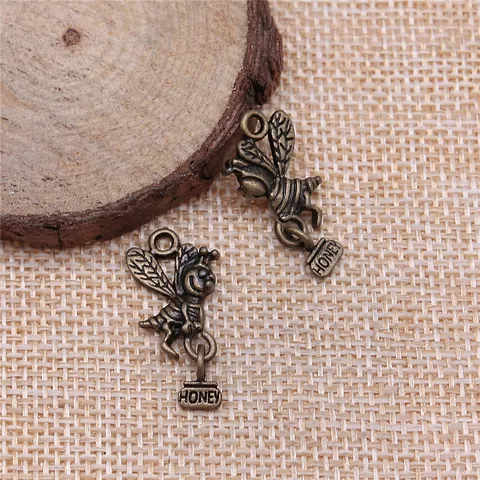 Ciondolo Ape in Lega Vintage Charms Barattolo di Miele Argento Bronzo Antico Ciondoli Insetti in Metallo per Gioielli Fai da Te