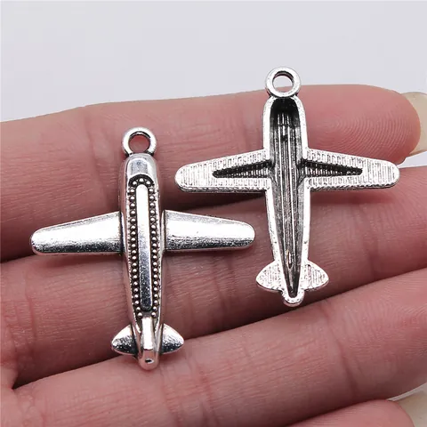 Colgante de Avión de Plata Antigua Abalorio de Avión Aleación de Metal Cuenta Espaciadora para Bricolaje Fabricación de Joyas Pulsera Collar Accesorios Artesanía