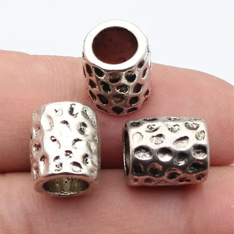 Gehamerde Cilinder Buisperlen Zinklegering Groot Gat Antiek Zilver Gunmetal Voor DIY Armband Sieraden Maken Accessoires