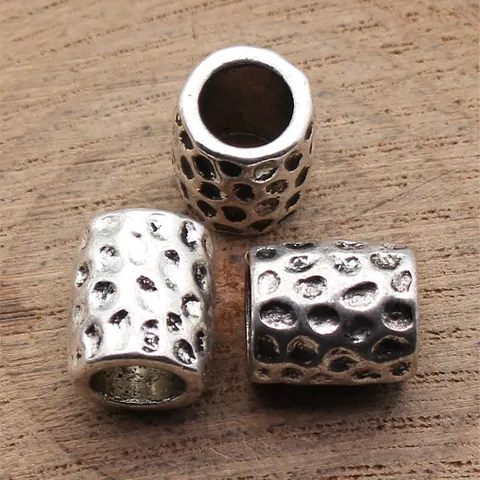 Gehamerde Cilinder Buisperlen Zinklegering Groot Gat Antiek Zilver Gunmetal Voor DIY Armband Sieraden Maken Accessoires