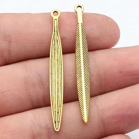 Vintage Zinklegierung Feder Charms Für Schmuckherstellung DIY Halskette Ohrringe Antik Gold Silber Bronze Feder Anhänger Zubehör