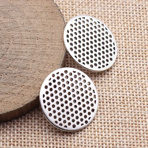 Connettore Pendente a Piastra Rotonda Porosa in Lega di Zinco Galvanica Vintage DIY Accessori per Gioielli Retrò Griglia Metallo